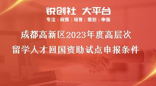 成都高新區2023年度高層次留學人才回國資助試點申報條件獎補政策