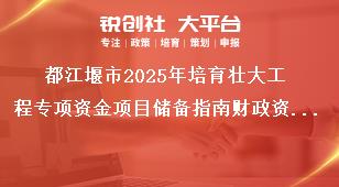 都江堰市2025年培育壯大工程專項資金項目儲備指南財政資金使用方式及補(bǔ)貼標(biāo)準(zhǔn)獎補(bǔ)政策