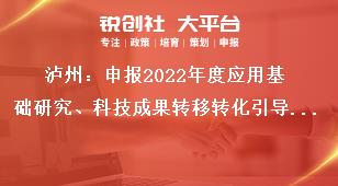 瀘州：申報2022年度應用基礎研究、科技成果轉移轉化引導計劃項目的申報須知獎補政策